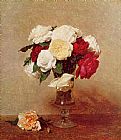 Roses in a Stemmed Glass by Henri Fantin-Latour